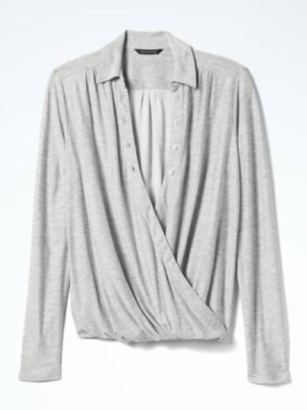 Banana Republic Light Gray Wrap-Front Button-Down Shirt